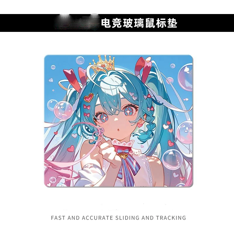 

Bubble Girl Cute Glass Without Locking Edges Mouse Pad Computer Mouse Mat Home Office Students Deskmat New Smooth Pad