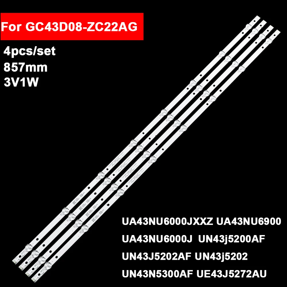 

4Pcs/set 43in 857mm LED Backlight Strip for AOC 43'' 8LED UN43j5200AF UN43J5202AF UN43j5202 UN43N5300AF BOEI430WU1 UE43J5272AU