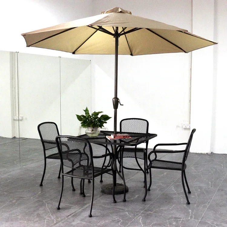 

4 Seats Outdoor Garden Furniture Set Patio Dining Table And Chair With Umbrella Set