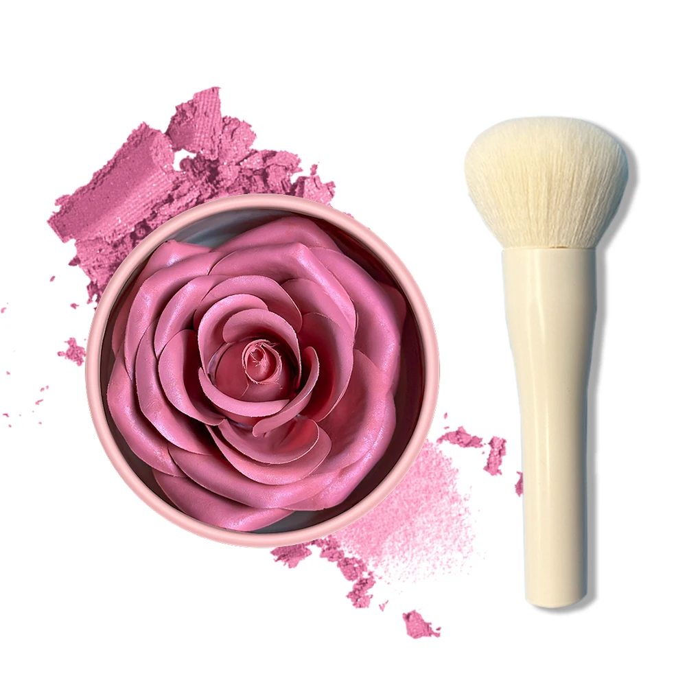 Carved Rose Blush Powder 3D Flower Blush Palette Long‑Lasting Natural Flush Cheek Makeup With Blush Brush Makeup Cosmetics