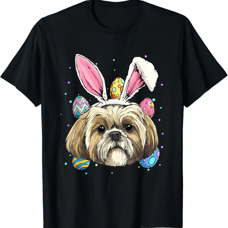 Shih Tzu Easter Bunny T Shirt Dog Face Egg Hunt Lover
