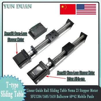 선형 가이드 레일 슬라이딩 테이블 모듈, 100- 800mm 스트로크, 60x42/60x48 모바일 패널, NEMA 23 1.2, 2, 3Nm 스텝퍼 모토 키트, CNC XYZ
