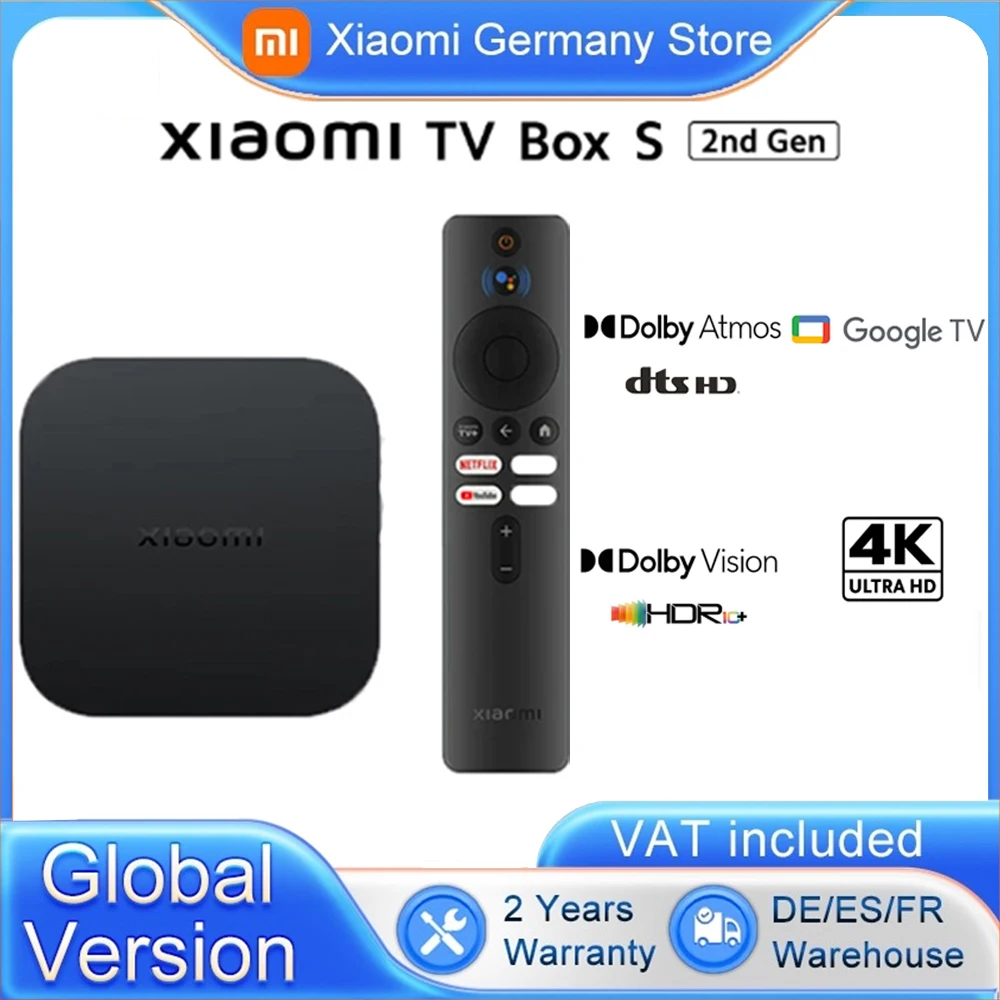 Xiaomi Mi TV Box S 2nd Gen Global Version 4K Ultra HD BT5.2 2GB 8GB Google TV Google Assistant Smart TV Box