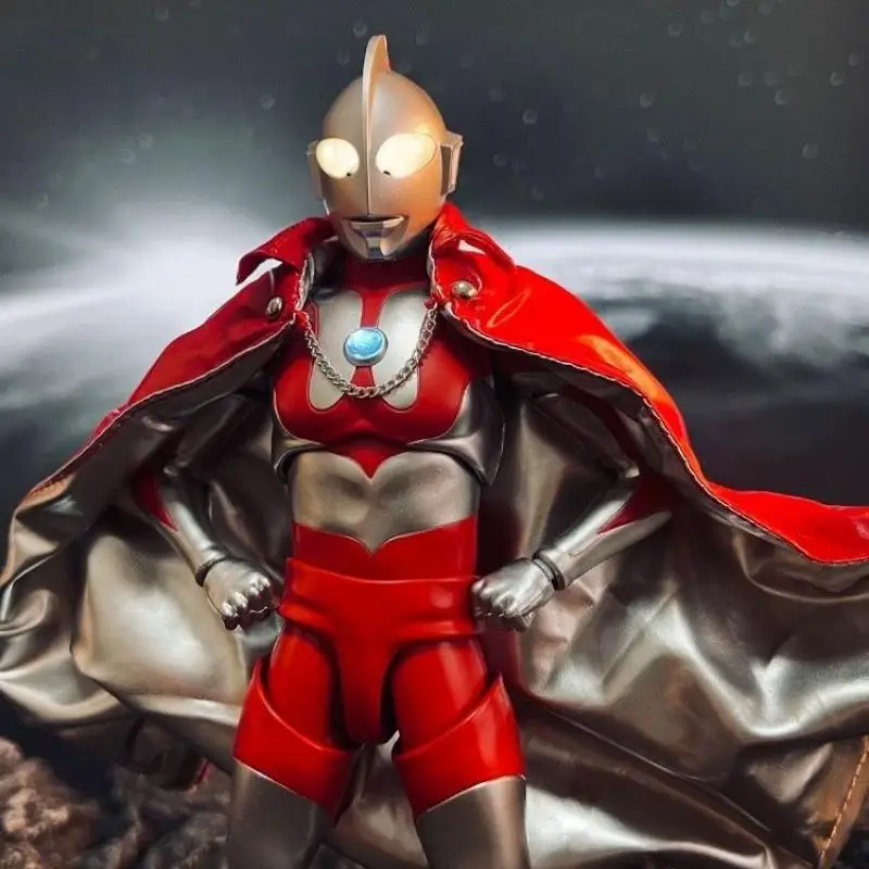 

BANDAI Shf Anime Series First Generation Ultraman Handmade Clothes Red Pu Coat Suitable for 1/12 Size Movable Humanoid Toy Gift