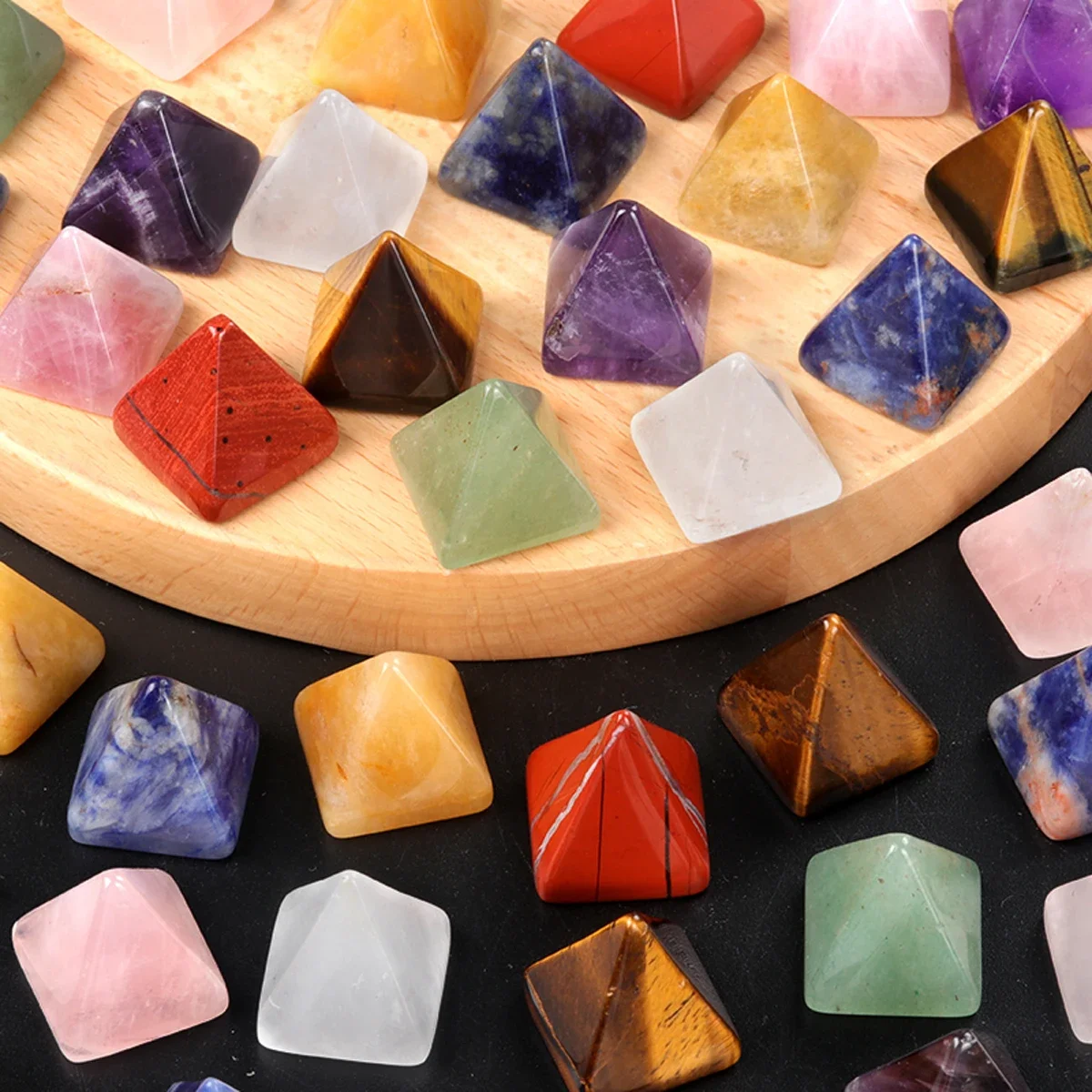 

10 PCS Wholesale Reiki Natural Stone Furnishing Articles Pyramid Shape Orgonite Pyramid for DIY Jewelry Making Home Decoration