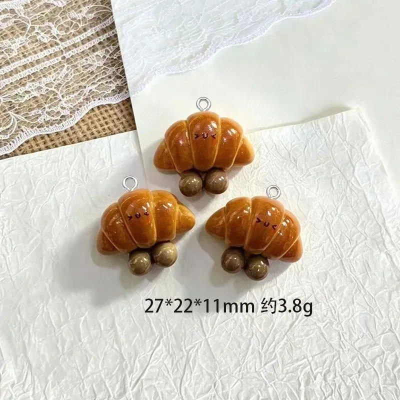 10Pcs Mini Simulation Bread Resin Charms Fake Pretzel Pendants, DIY Craft Accessories for Hair Clips Keychains Jewelry Making