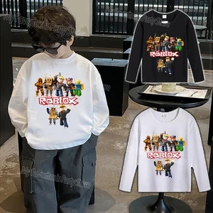 Roblox-Oversized Anime Figure Tees para crianças, tops de manga longa para bebê menina e menino, roupas de desenhos animados para crianças, quentes e elegantes 12 principais vendas blusa do roblox - №9