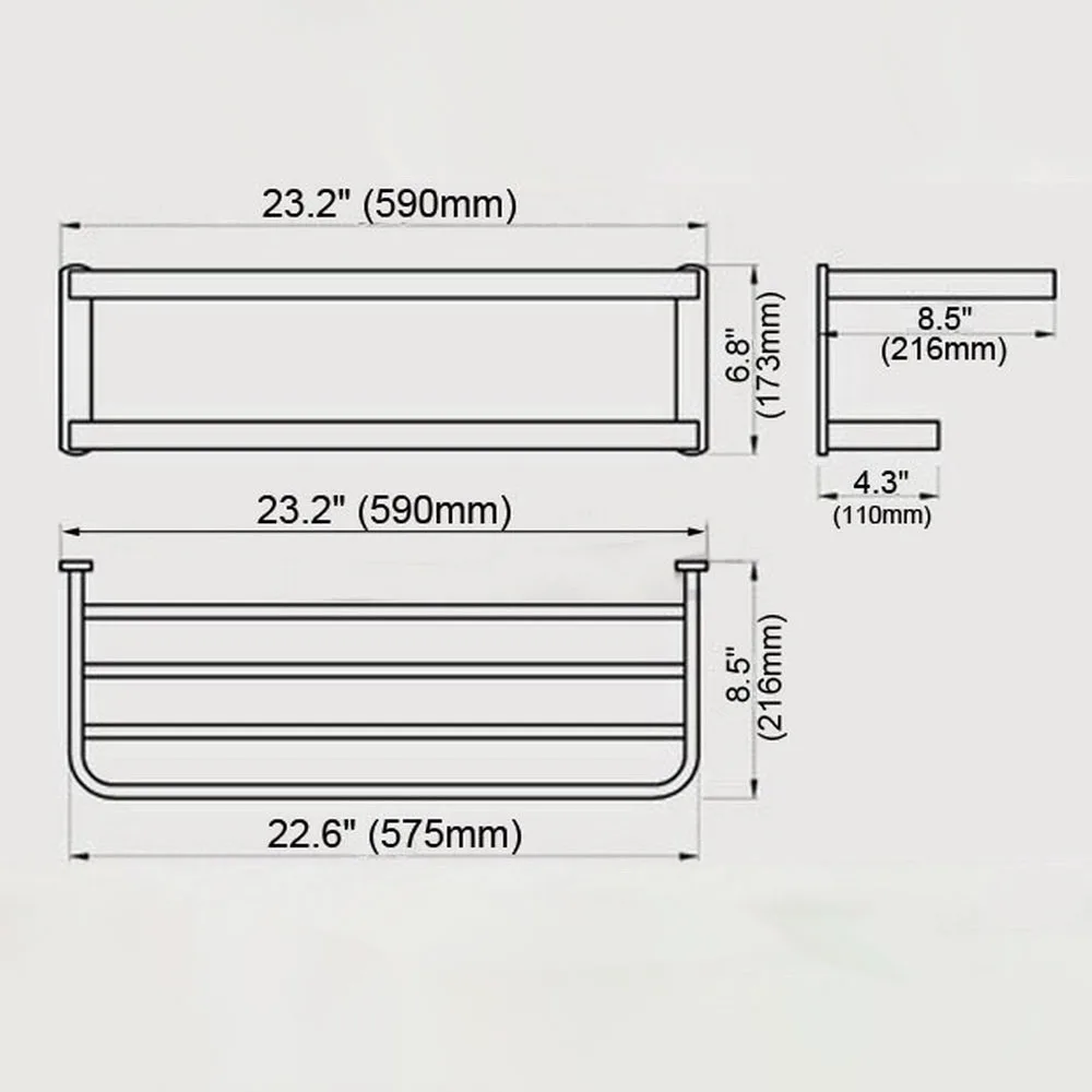 Bathroom Accessory Polished Chrome Wall Mounted Bathroom Large Towel Rail Holder Storage Rack Shelf Bar aba831