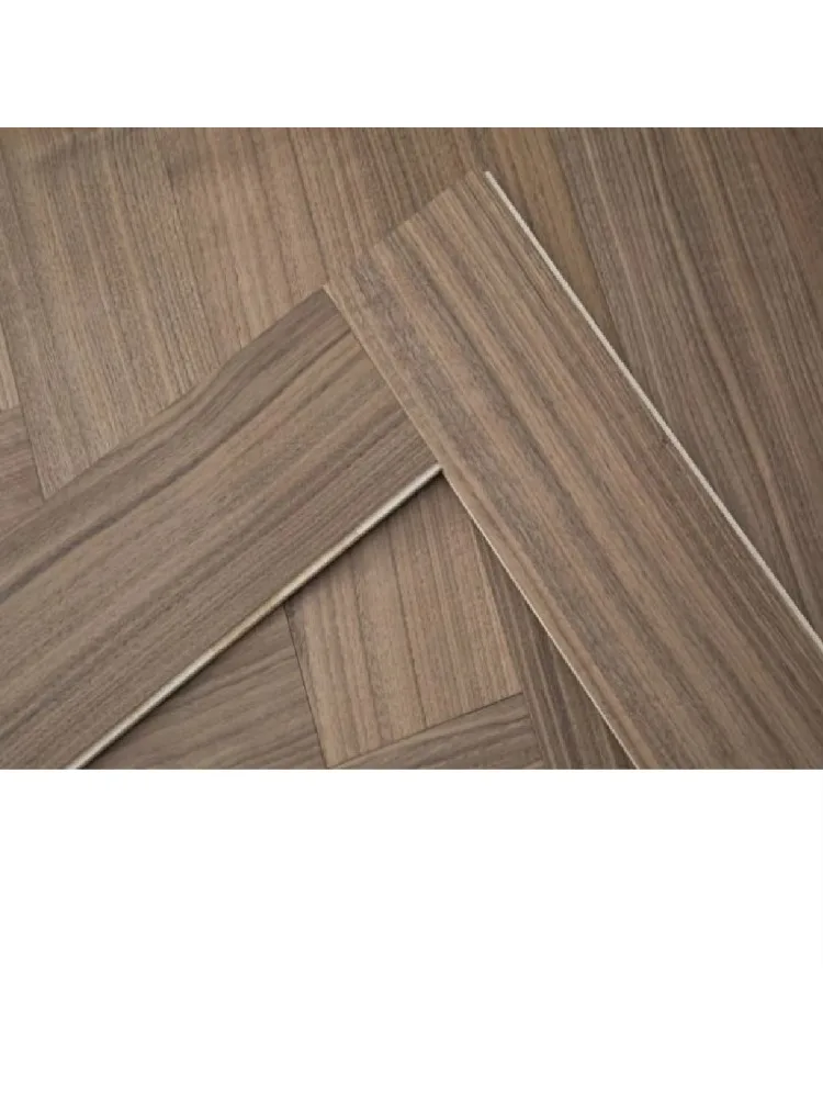 Versión personalizada del piso de madera de ingeniería de nogal negro, piso de madera con patrón de espiga