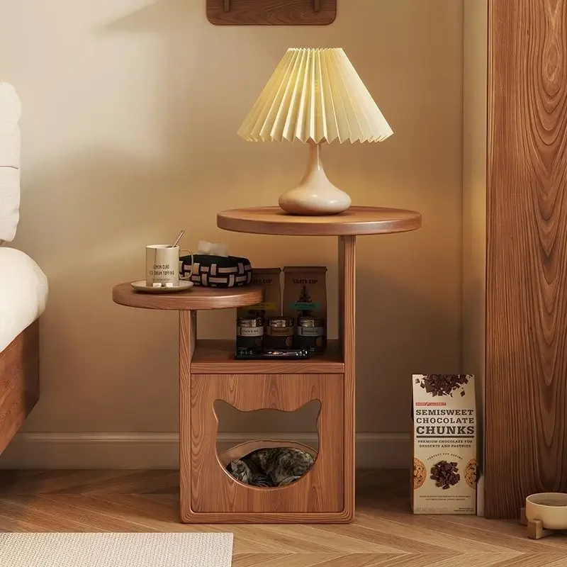 Nordic imported solid wood bedside table pine cat nest Nordic simple locker bedroom side cabinet log household pet