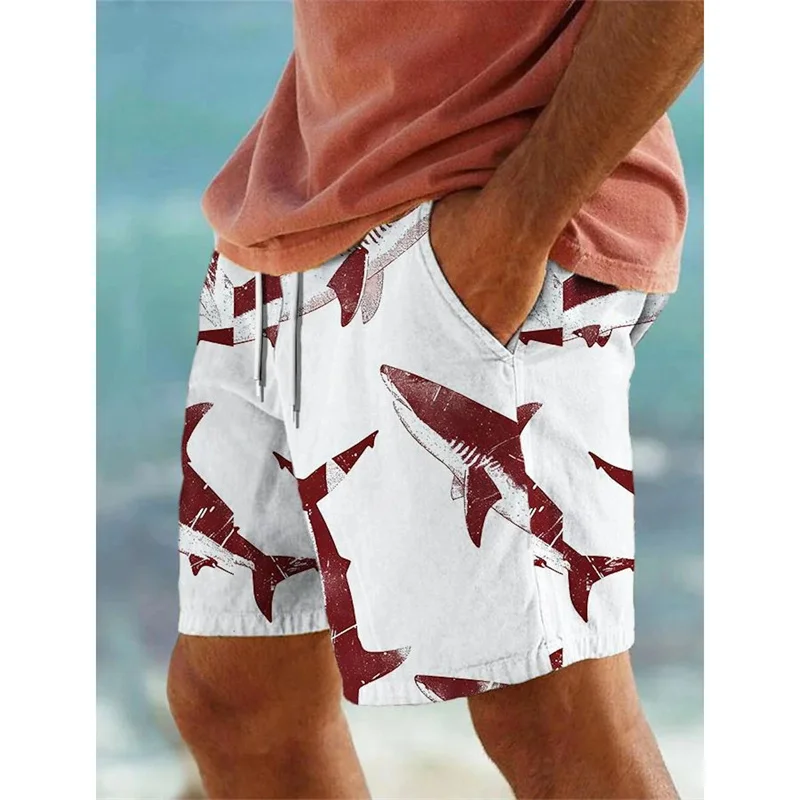 3D Print Shark Swim Trunks For Men Ocean Animal Pattern Board Shorts Summer Fashion Casual Loose Street Breathable Beach Shorts