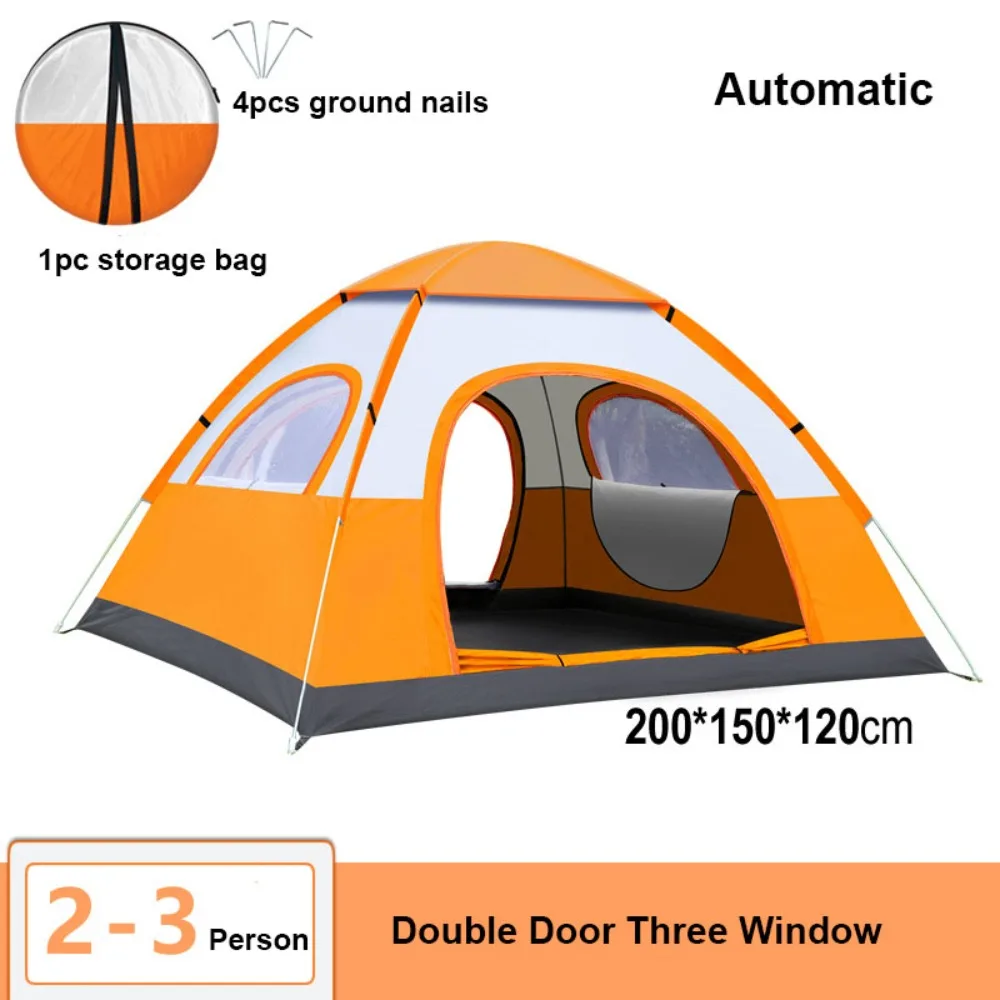 

Портативная полностью автоматическая палатка на 2 человека, двойная дверь, три окна, коврик для пикника, двухместная быстро открывающаяся пляжная палатка