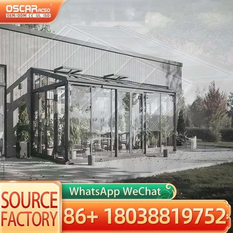 Modern Double Glazed Aluminum Soundproof Sunroom Greenhouse Prefabricated Glass House With 1 Year Warranty And $20 Off Shipping