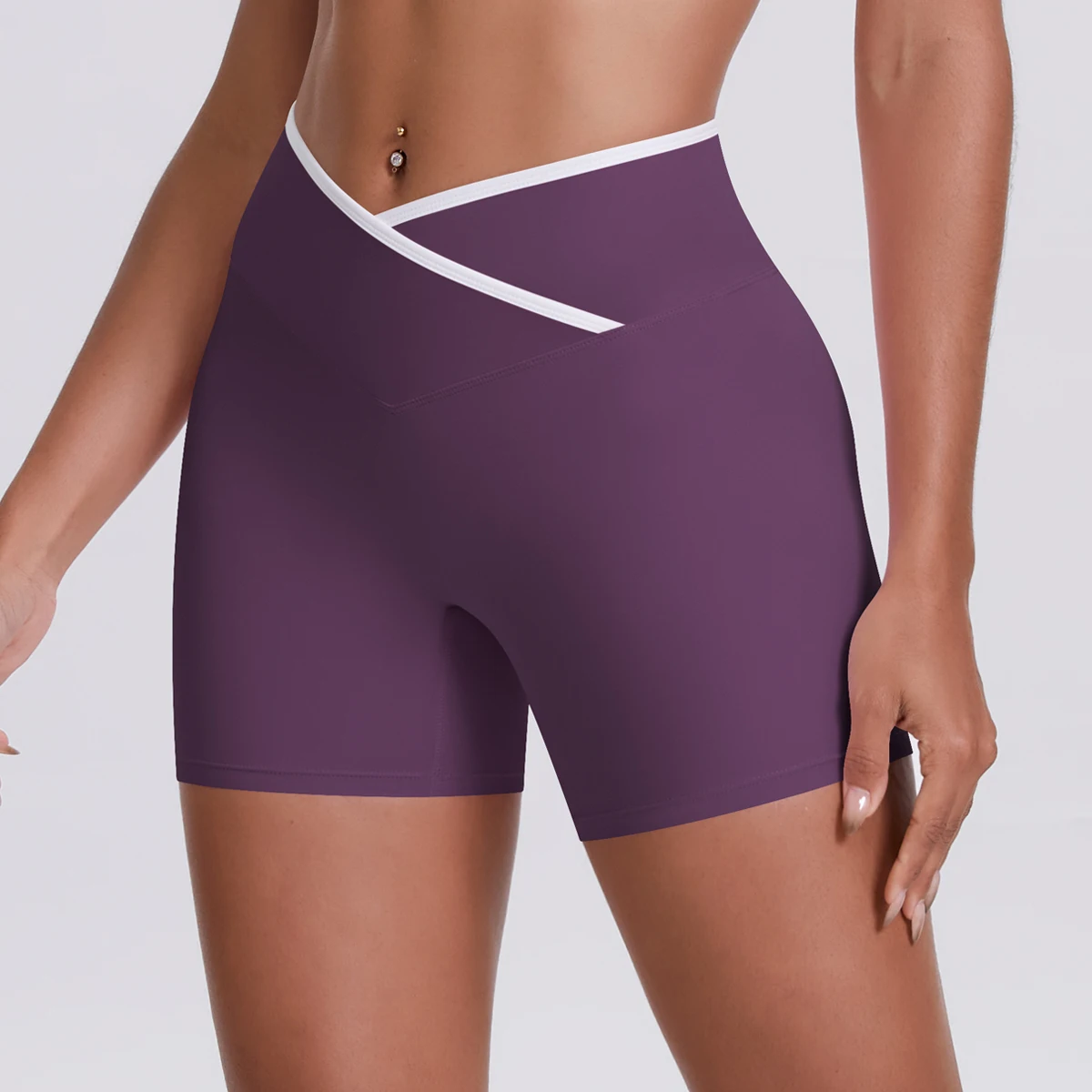 Yoga-Shorts, Damen-Fitness-Shorts, Shorts mit V-förmiger Taille, Lauf- und Fahrradshorts, atmungsaktive Sportleggings, Shorts mit hoher Taille für das Training und das Fitnessstudio. – Detail 20