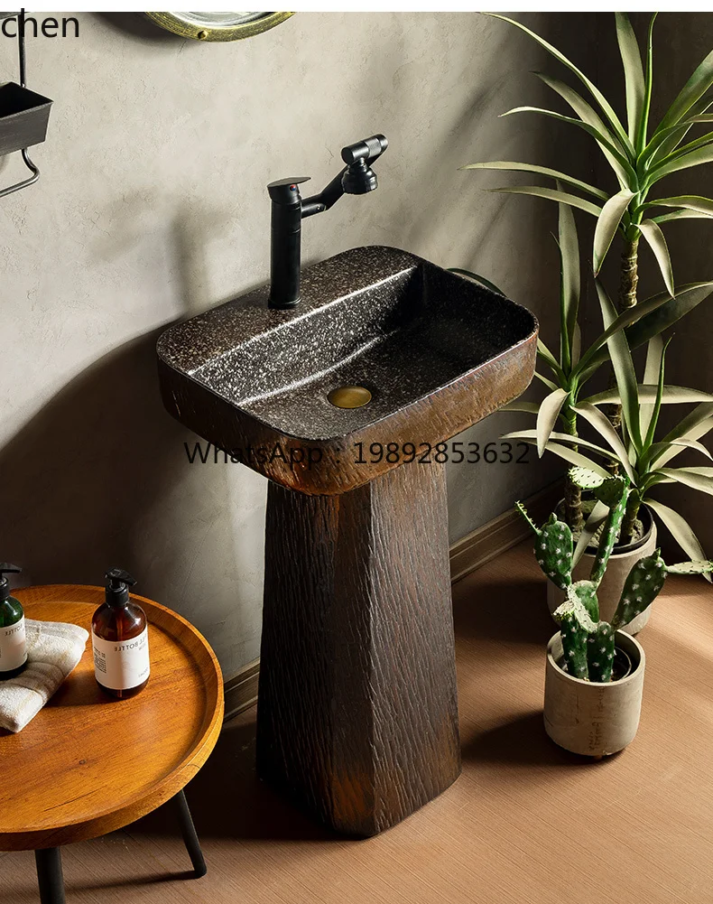 AA    wash basin column type outdoor wash basin courtyard column  integrated floor outdoor wash basin