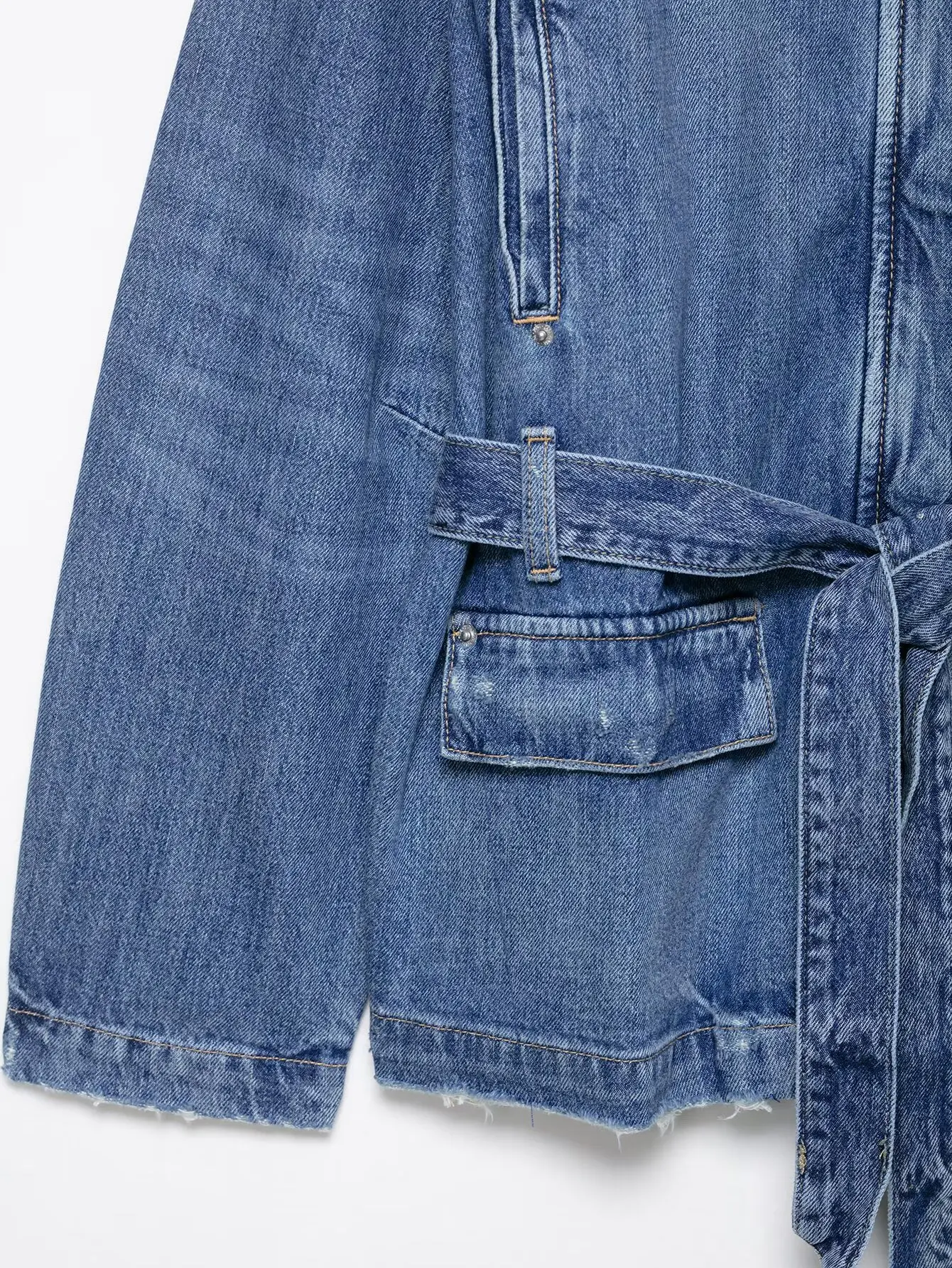 Herfst 2025, nieuwkomers, oversized, veelzijdig halflang spijkerjack met strik aan de voorkant