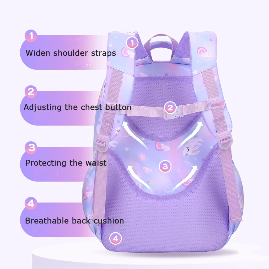 Mochilas escolares impermeables de nailon para niños y niñas, bolsa de libros para niños adolescentes, 4 colores, grado 1-6