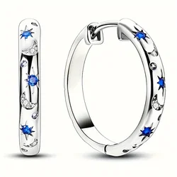 Orecchini a cerchio sole e luna intagliati in metallo Color argento moda per gioielli orecchini da sposa fidanzamento festa donna