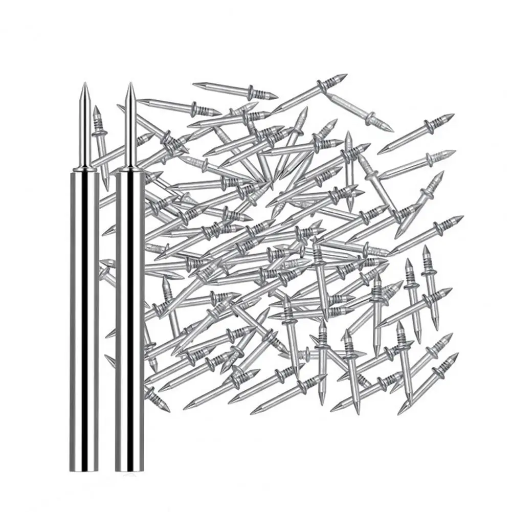 รอบด้ายเล็บคู่ 100pcs Double-HEAD รอบด้ายเล็บแขนเครื่องมือสําหรับไม้ Baseboard สําหรับคู่