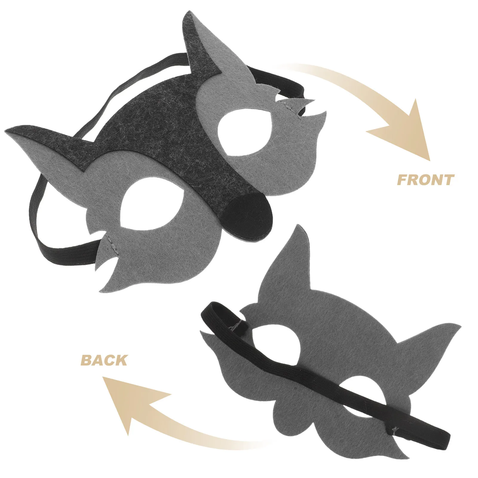 Kids Felt Wolf Masks 10 Pack Cartoon Animal Half Face Halloween Costume Party Dress Up Role Play