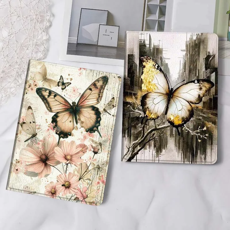 

Vintage Butterfly Pink Flower Tablet Case For Samsung Tab Galaxy S6 S11 A A7 A8 A9 A11 10.1 10.4 10.5 Plus Lite Gift