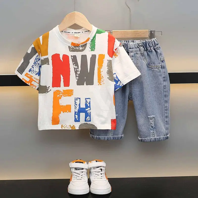 طقم صيفي للأطفال بنصف كم 2025 ملابس أطفال شورت للأولاد للأولاد أطقم سفلية بدلة خارجية ملابس للأولاد الصغار #2