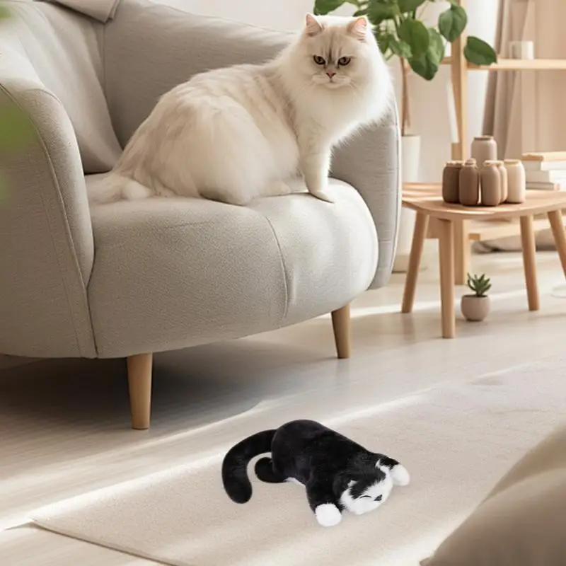 Jouet Électrique en Peluche pour Chat, Jouet Interactif Réaliste, avec Son Doux, pour Canapé, Lit, Voiture