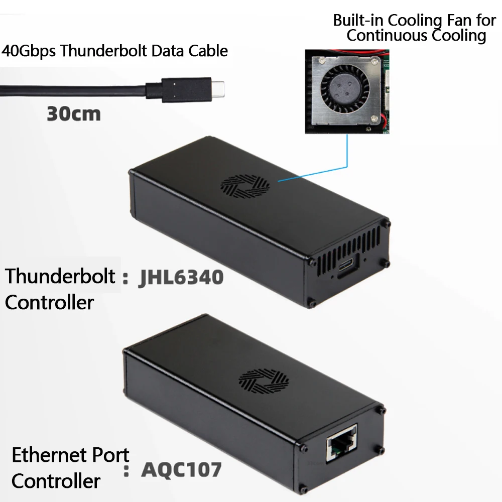 Thunderbolt 10G Network Card USB 4 BASE-T Port Compatible Thunderbolt 3 4 Single-port 10G RJ45 Ethernet Card Supports Apple IMac