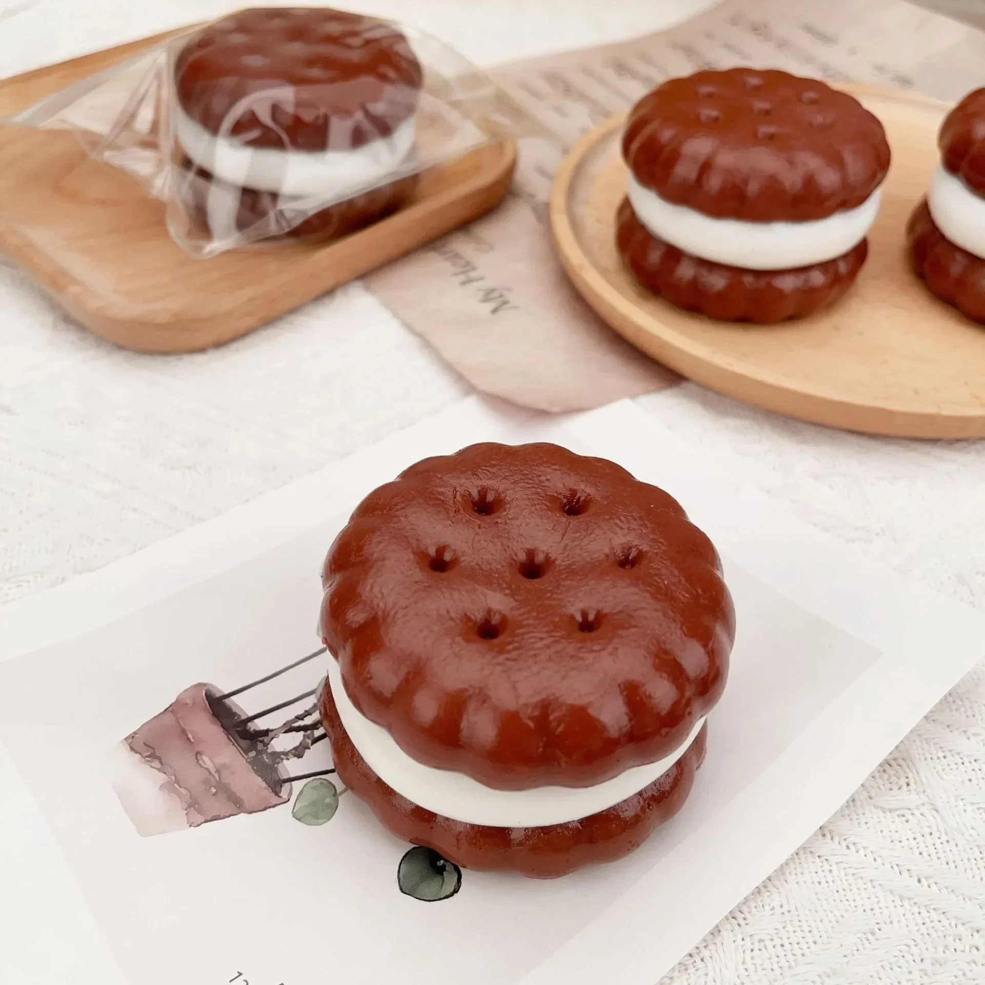 面白いスクイーズおもちゃかわいいビスケットソフトスクイーズおもちゃ減圧クッキーストレスリリーフおもちゃハンドリラックス感覚フィジェットおもちゃ