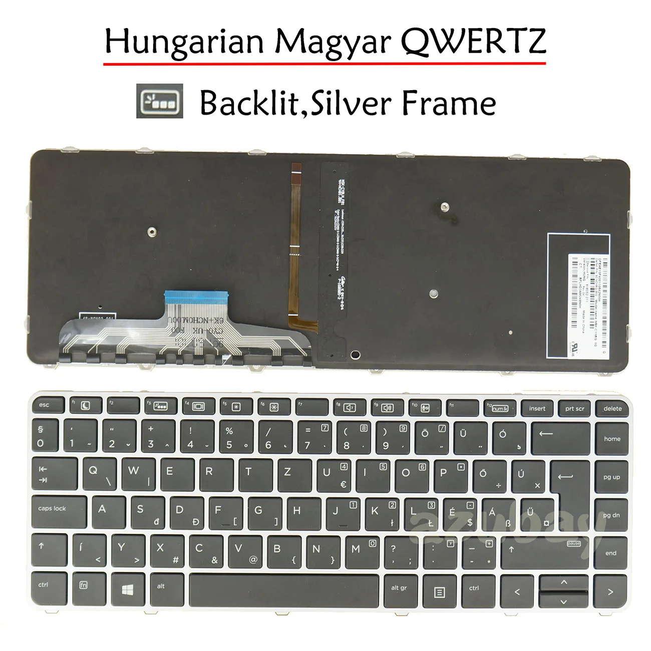 Hunarian Magyar QWERTZ Backlit Laptop Keyboard For HP elitebook folio 1040 G3. 844423-XXX 818252-XXX