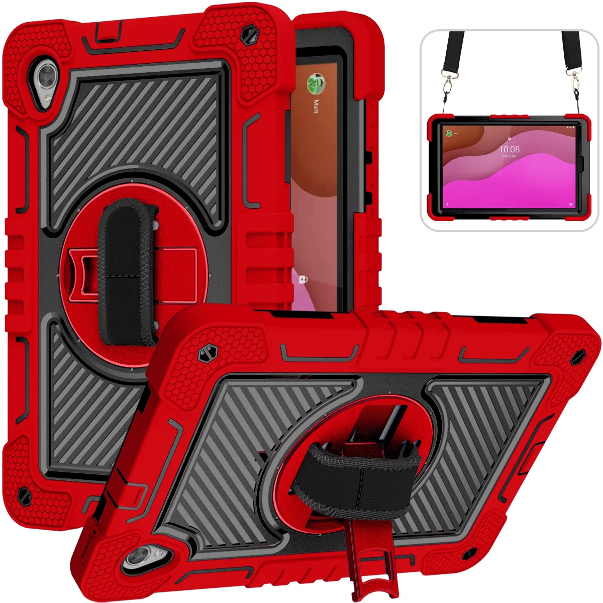 360 Rotating Case For Lenovo Tab M10 HD Gen2 TB-X306 10.1 inch Kids Kickstand Cover Shockproof With Hand Shoulder Straps Funda