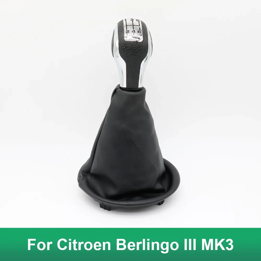 For Citroen Berlingo III MK3 For Peugeot Partner 2008-2021 Car Gear Shift Knob Lever Shifter Stick Gaiter Boot Cover PU Leather