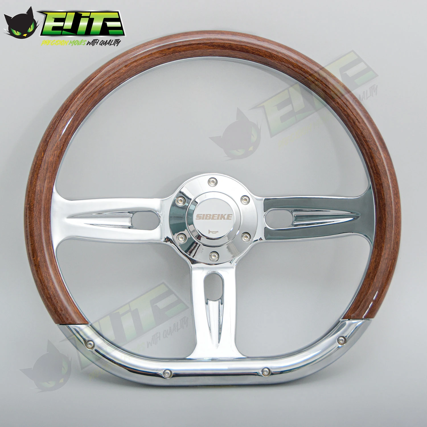 14inch Classic Vintage D Shape Wooden Steering Wheel Universal Retro Car Carbon Film Steering Wheel