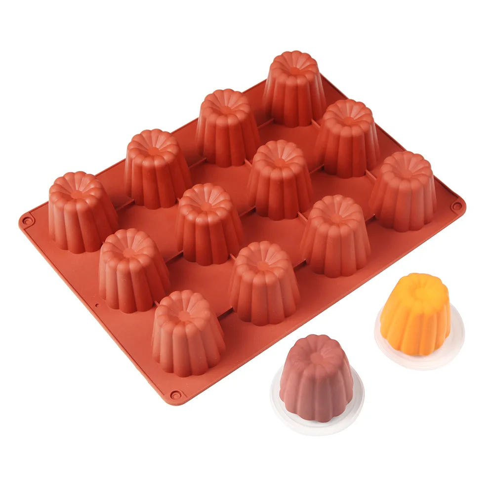 Canele Mold Silicone Canneles  Rectangular Spiral Donuts Round Flat Love Heart Shape Cake  Baking Accessories