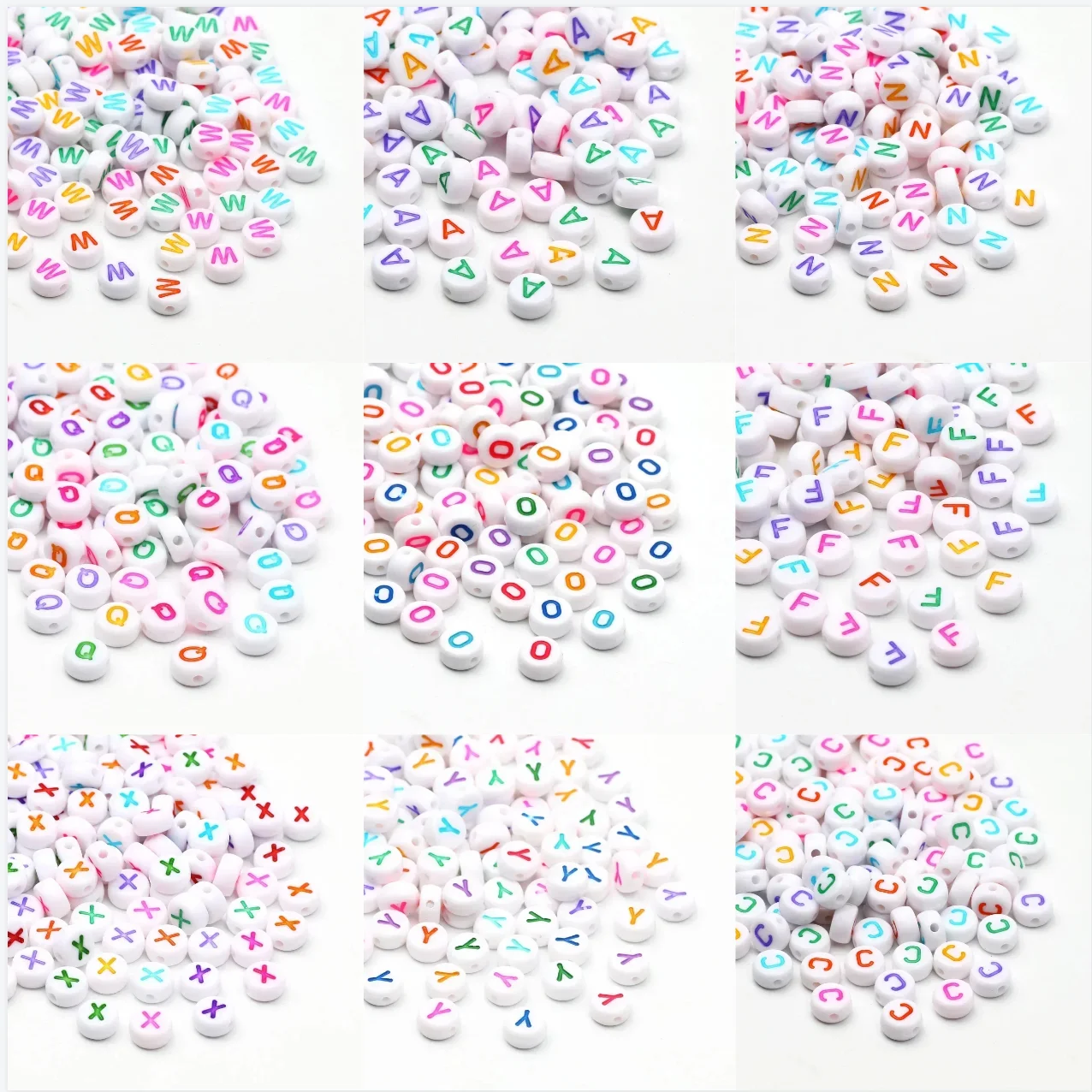100-500PCS Acrylic  White Round Alphabet Beads Colorful A-Z 26 Letter Beads for Jewelry Making DIY Bracelet Necklace Accessories