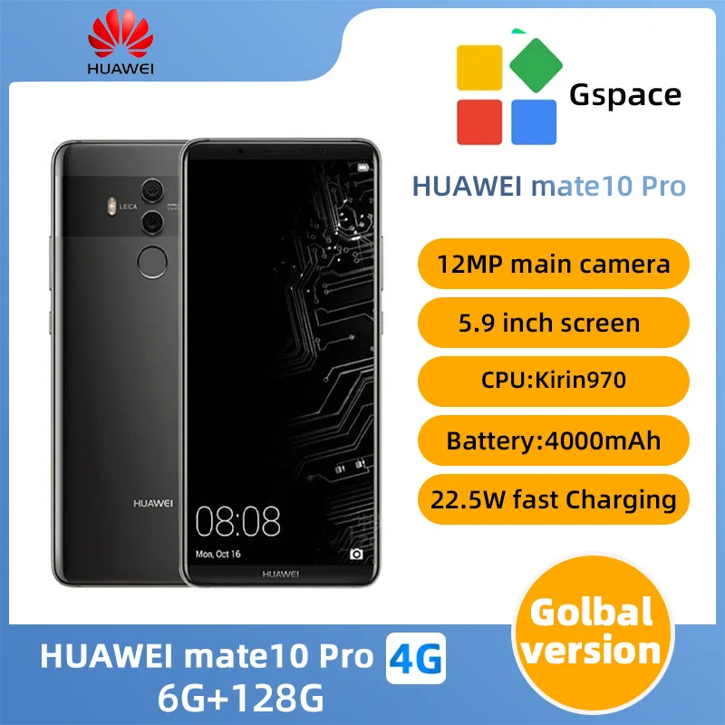 Смартфон Huawei Mate10 Pro, 4G, процессор HiSilicon Kirin 970, аккумулятор 4000 мАч, камера 12 МП, оригинальный бывший в употреблении телефон