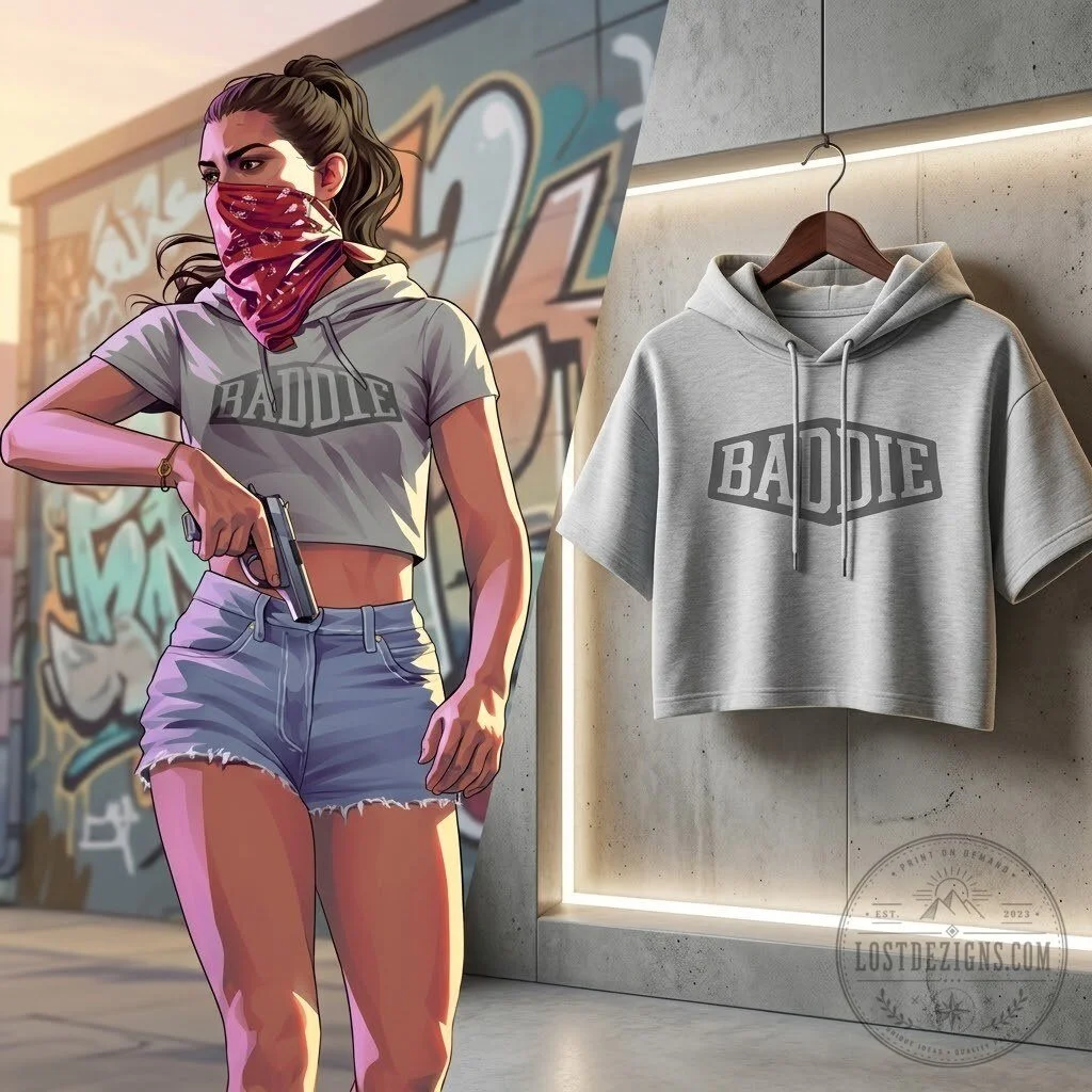 2026 City Miami Retro Pattern Printed Lucia&Jason Gaming Fans Neutral Retro Street Wear with Pocket Hoodie