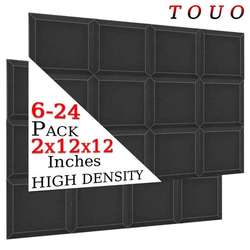 

TOUO Acoustic Foam 6/12/24 Pcs Studio Acoustic Treatment Flame-Retardant Sound Absorbing Sponge Ceiling Soundproof Treatment