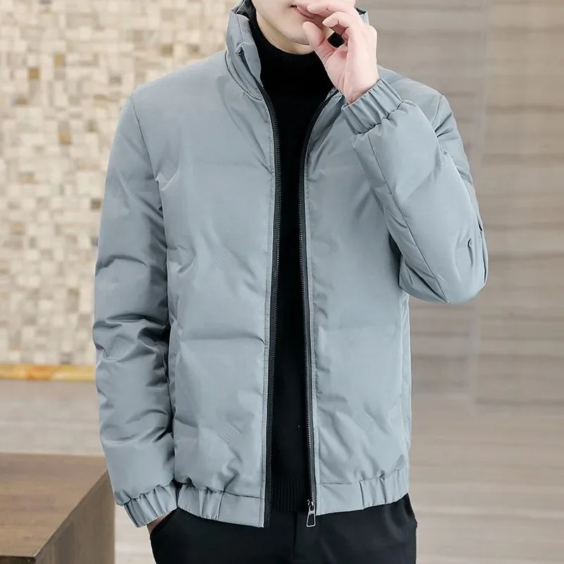 

Легкий пуховик мужской модный короткий утепленный зимний мужской теплый верхняя одежда большого размера с воротником-стойкой повседневное однотонное пальто