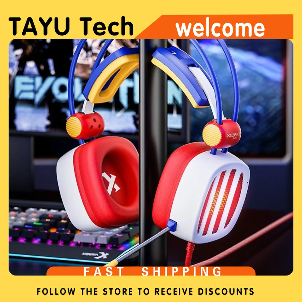 XIBERIA S21 Flame Storm Wired Over Ear Gaming Headset 7.1 Surround Sound With Mic For PC CSGO Valorant Esports