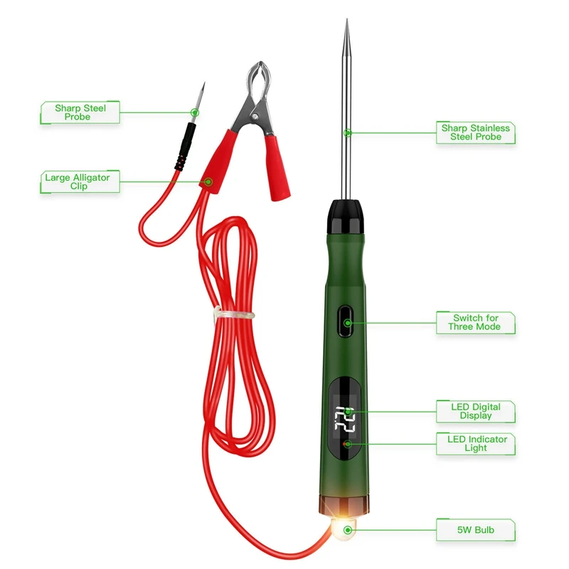 P50 Car Electrical Circuit Tester Probe 5V-30V Digital Display Circuit Test Pen Car Circuit Tester Lamp Voltage Test Pen