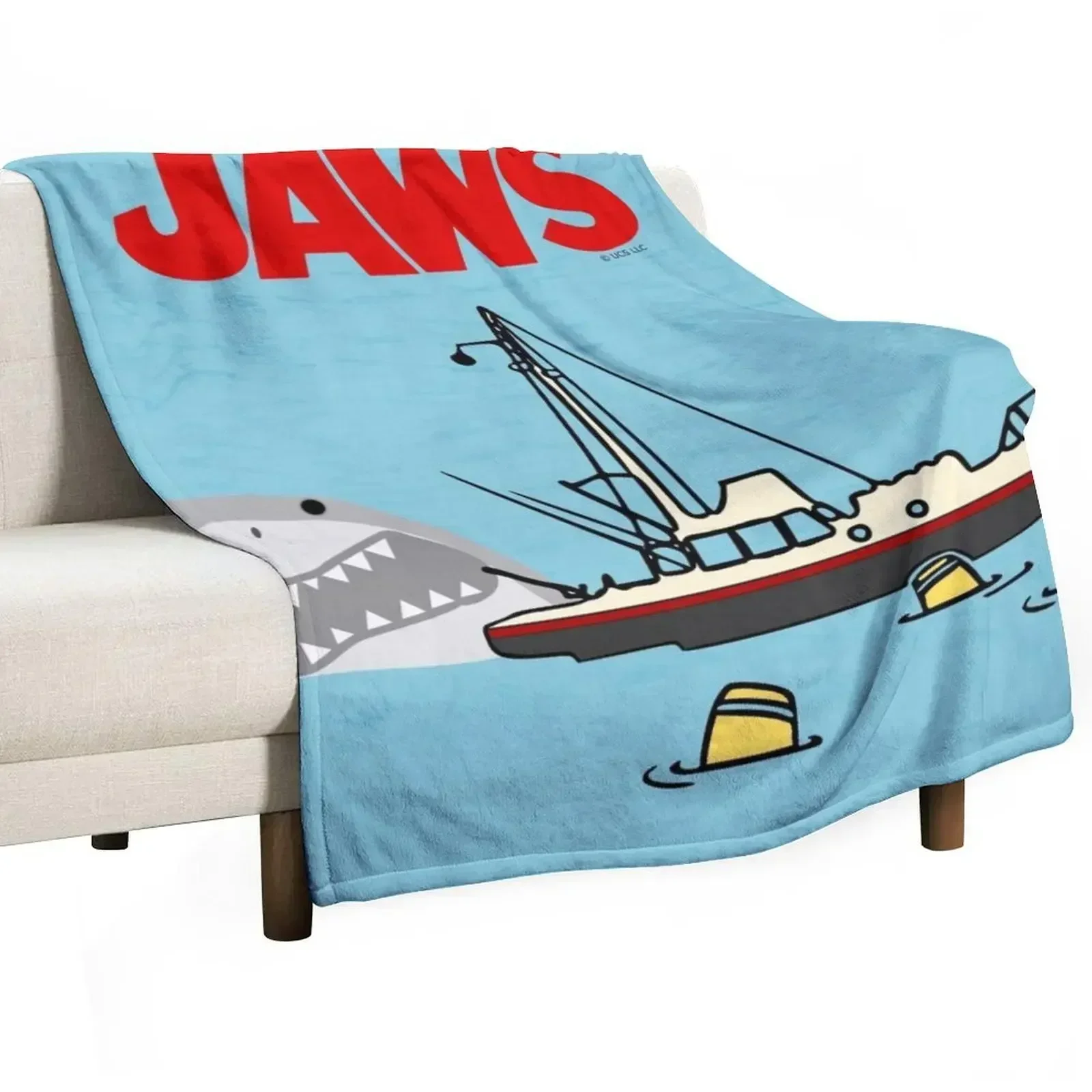 Jaws Movie Fan Art , Shark Beside Boat , Gonna Need A Bigger Boat Throw Blanket Kid'S Furry Hairy for winter Blankets
