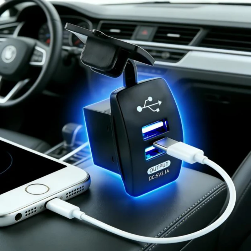 

12-24V 3.1A Waterproof Dual USB Port Car Charger Adapter Universal Power Outlet for Motorcycle Electric Car ATV Boat Truck SUV R
