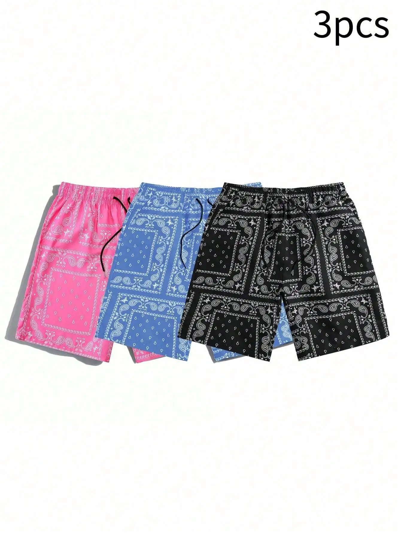 

Men Casual Holiday Paisley Print Drawstring Waist Summer Shorts