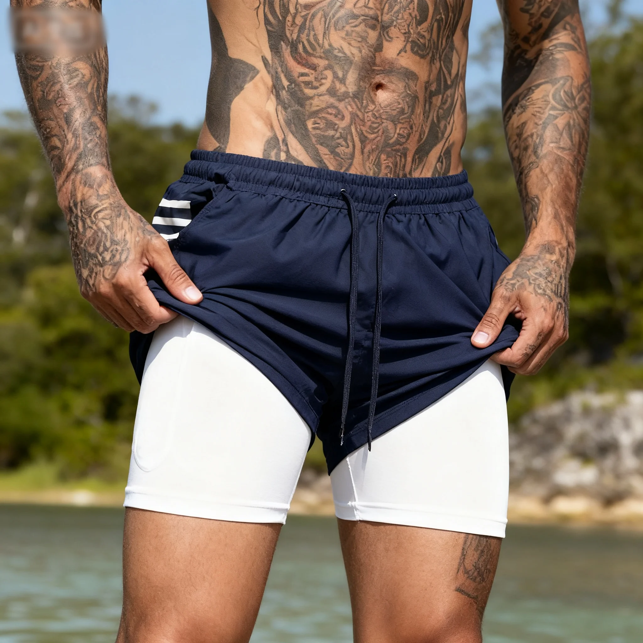 

Men's Sports Professional Double-layer Shorts Fitness Tight Fitting High Elasticity Quick Drying Sweat Absorption Breathable