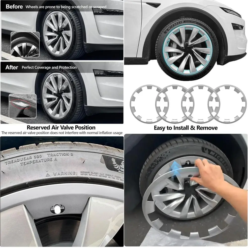 

4PCS Wheel Rim Protector Rim for Tesla Model Y Juniper 2025 2026 Refresh ABS Rim Hubcaps Cover, 20 Inches Wheel Rim Protection A