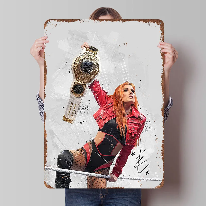 Becky Lynch Printed Posters Customizable Wall Art Retro Vintage Metal Tin Signs for Home Room Bedroom Decorations Office Decor