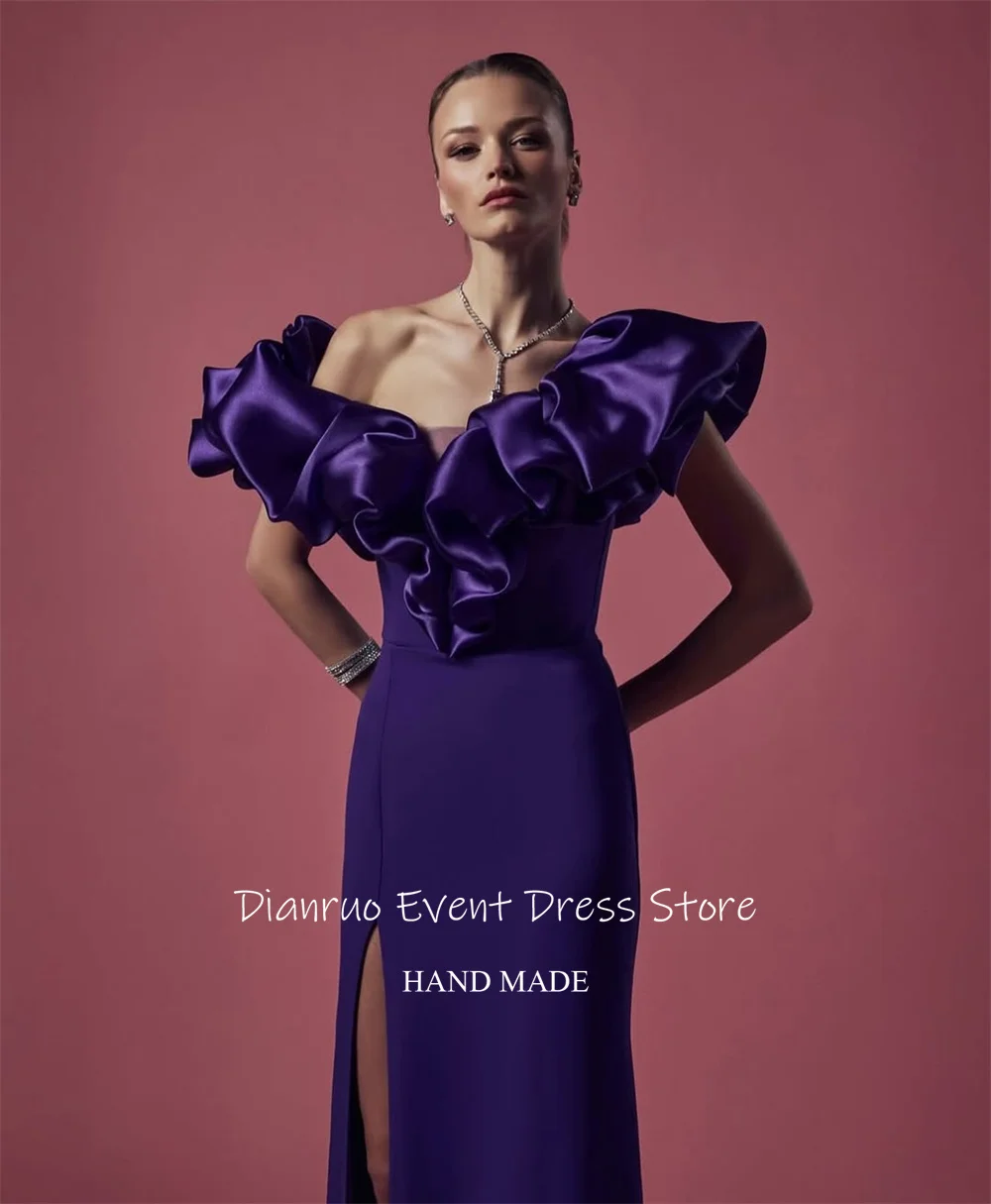Dianruo حورية البحر فتحة جانبية فساتين سهرة أنيقة قبالة الكتف رداء De Soirée فام بدون أكمام فساتين حفلات طويلة مخصصة