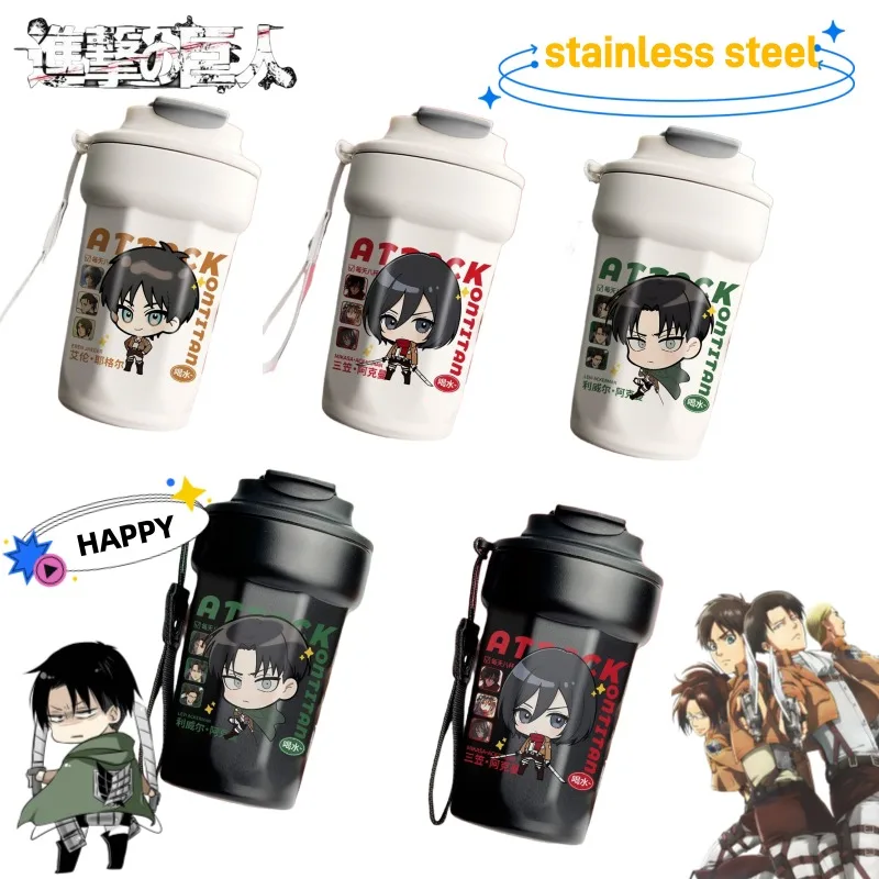 

Новая атака на Титанов Леви Акерман Эрен Йегер аниме персонаж мультфильма узор термос из нержавеющей стали большая емкость кофейная чашка