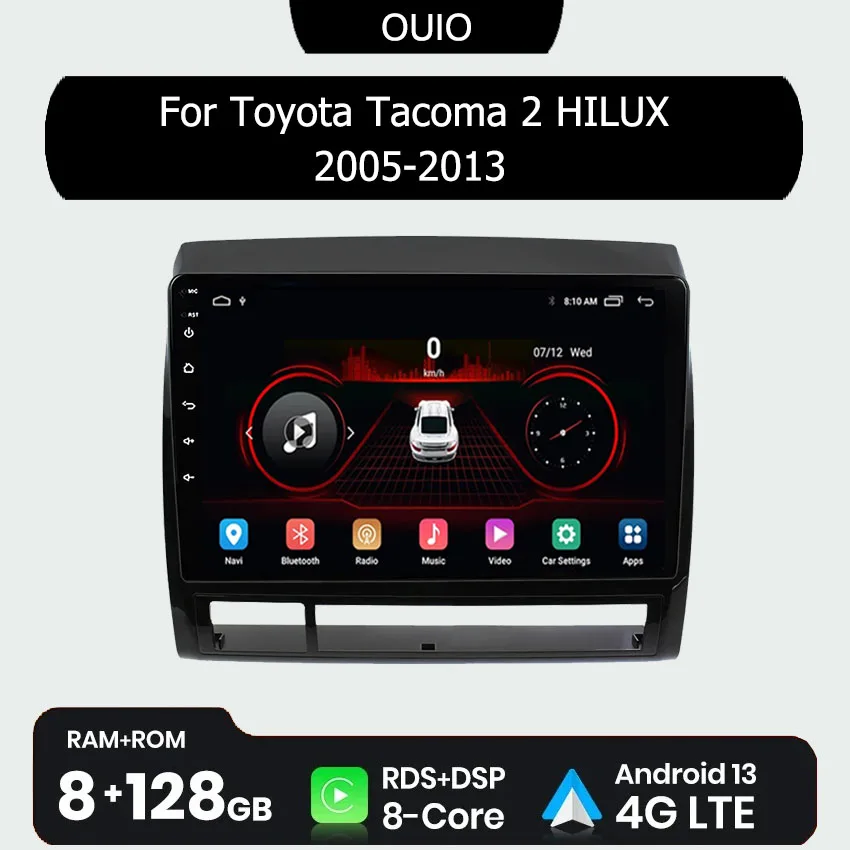 

8GB+128GB 4G Android 13 Radio For Toyota Tacoma 2 HILUX 2005-2013 Car stereo Multimedia Player Carplay Auto GPS navigation 2DIN